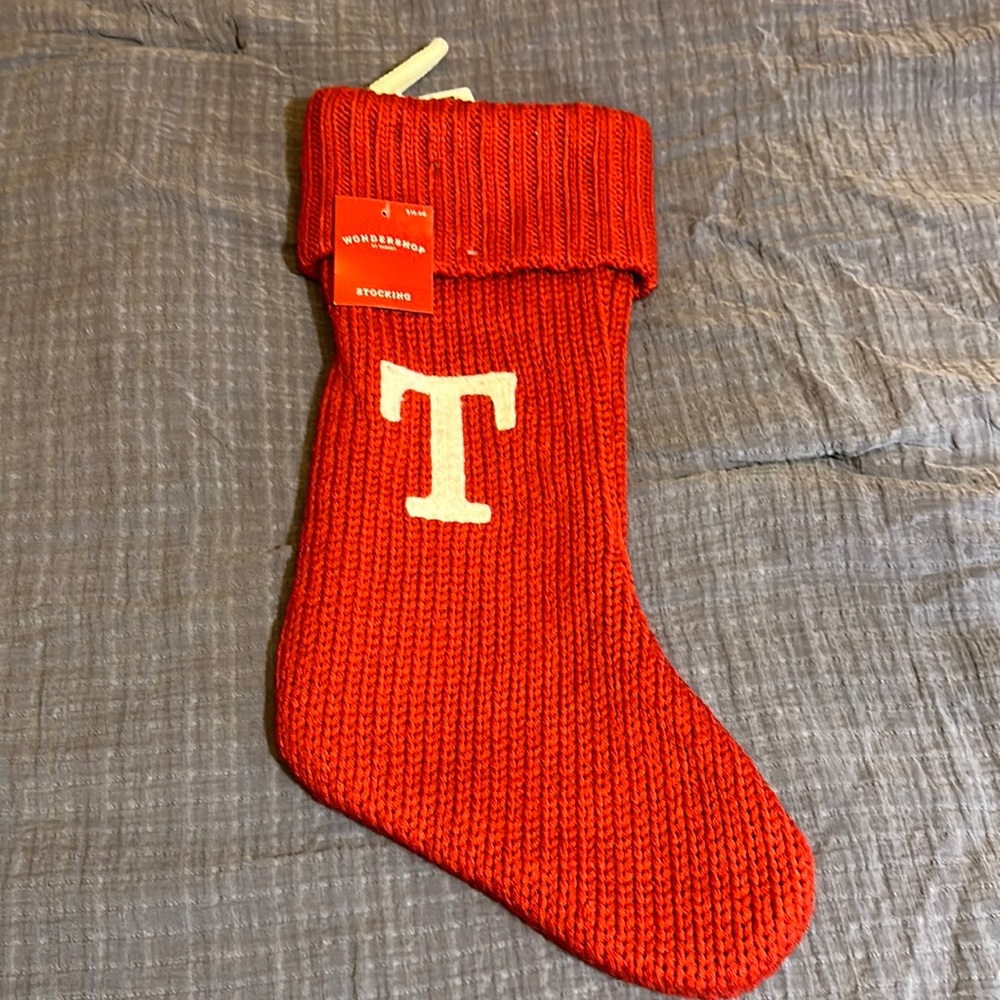 💥 $5 if bundled - Christmas Stocking with letter  T  Wondershop from Target NWT
